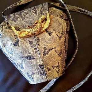 YAEL FOR L.R. BAG INC NEW UNUSED VINTAGE LUXURY COUTURE REPTILE BRASS CLASP